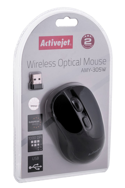 Maus ActiveJet AMY-305W, wireless, 1600 DPI, 2.4 GHz, i zi