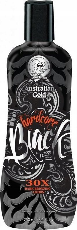 Locion për nxirje Australian Gold Hardcore Black, 30X Dark Bronzing, 250ml, i zi