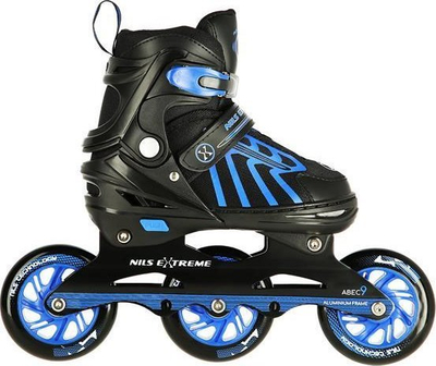 Patina inline Nils Extreme NA18812, me numër që rregullohet 39-43, kushineta ABEC9, ngjyrë e zezë me blu