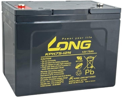 Bateri rezervë Long 12V 75Ah, plumb-acid, 75Ah, gri