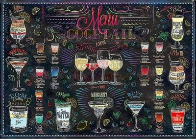 Puzzle Trefl Cocktail Menu, 500 copa, me temë koktejsh, shumëngjyrësh
