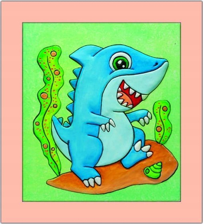 Set pikturimi 3D Mirage Hobby Convex Coloring Fantasy Sharkosaur, me bojëra me bazë uji, për kalamaj 5+