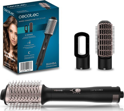 Furçë me nxehtësi për flokët Cecotec Bamba CeramicCare 3‑në‑1 Styler, 2 shpejtësi, e zezë