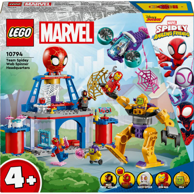 Lodër ndërtimi LEGO Team Spidey Web Spinner Headquarters 10794, set ndërtimi për fëmijë, shumëngjyrësh
