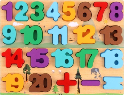 Puzzle druri PRO Numbers, numrat 1 20, shenja matematike, shumëngjyrësh