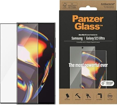 Mbrojtës ekrani PanzerGlass Ultra Wide Fit, për Samsung Galaxy S23 Ultra, xham i temperuar, transparent