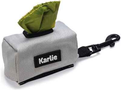 Dispenzer qeseje higjienike Karlie Poop Bag, najlon, 15 qese biodegraduese, gri