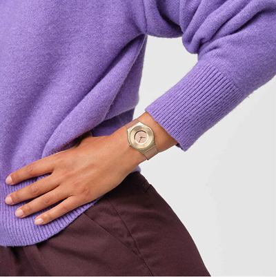 Orë për femra SWATCH Tawny Radiance SS08C102, e artë/rozë