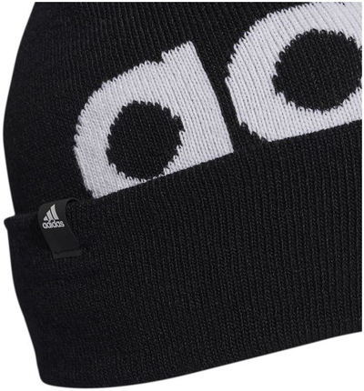 Kapelë dimri Adidas Sportswear Pompom Beanie H32425, triko e butë, logo e madhe, e zezë