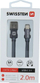 Кабел за податоци Swissten USB A во USB C, 2 m, пренос 3A, црна