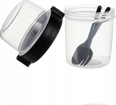 Kontenier sallate Kinvara Lunchbox, 600ml, me takëm, i zi