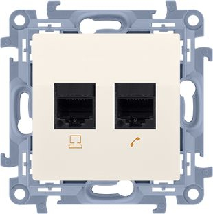Prizë kompjuterike Kontakt-Simon Simon 10 C52.01/41, dy RJ45 Cat.5e, e kremtë