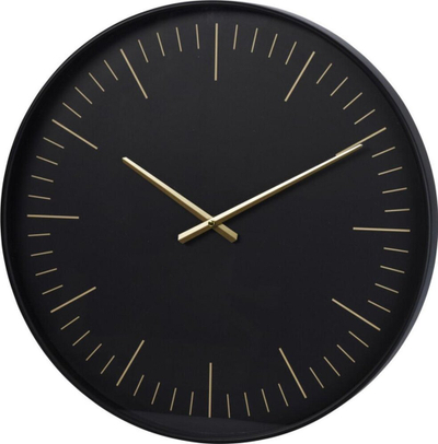 Orë muri Ouro, 50 cm, stil minimalist, e zezë me ari