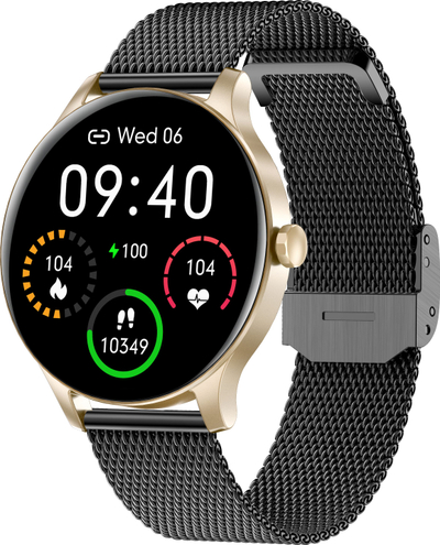 Smartwatch Garett Electronics Classy, me matje rrahjesh zemre, me rrip metalik, e zezë