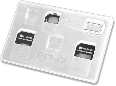 Организер за SIM картички 4smarts, со адаптери, бело-сребрен