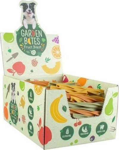 Shpërblim dentar për qen Garden Bites Fruity Dental Swirls, vegjetarian, pa gluten, shumëngjyrësh