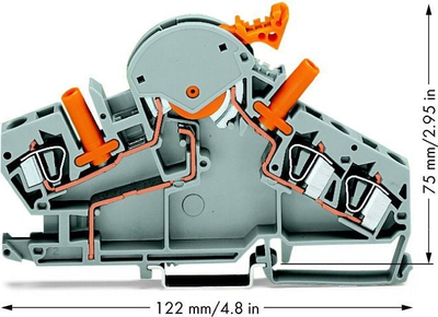 Терминален блок WAGO 282-870, 8mm, со функција за прекин, сив