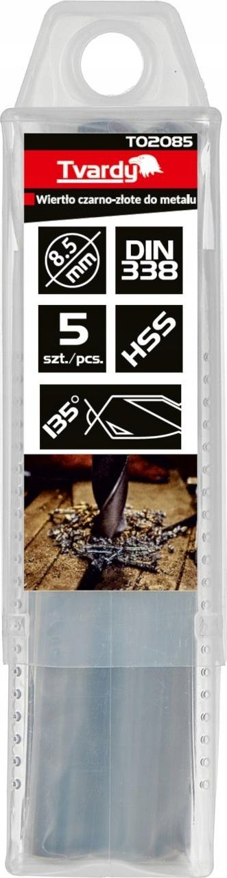 Set frezash metali Tvardy HSS, 2.5mm, 5 copë, zi-ari