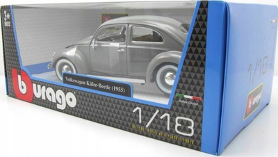 Makina për koleksion Bburago Volkswagen Beetle 1955, shkalla 1:18, gri