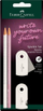 Set shkrimi Faber Castell Sparkle, 2 lapsa B, gomë dhe mprehëse, rozë dhe e bardhë