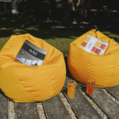 Puf ulës Qubo Comfort 80 Mango POP FIT, për kalamaj, mbushje polisteroli, portokalli