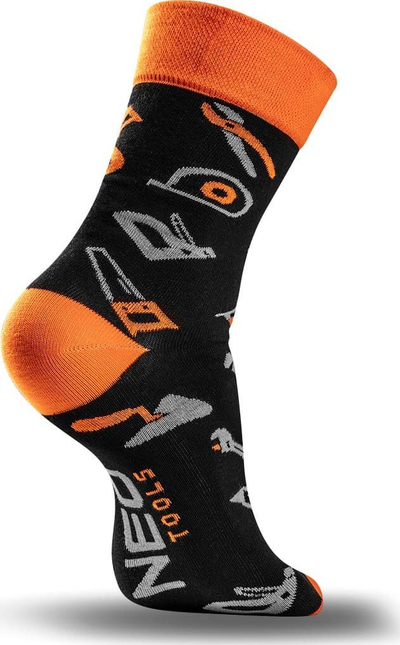 Çorape Neo Tools Colorful Socks, masë 43-46, pambuk, të zeza me portokalli