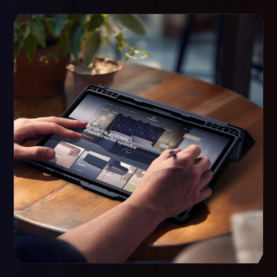 Mbrojtëse tableti Nillkin Bumper Leather Case Pro Samsung Galaxy Tab S9 FE Plus, mbështetëse tavoline, vend për stylus, e zezë
