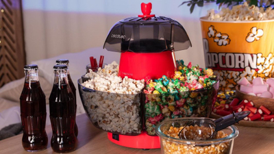 Makineri kokoshkash Cecotec Fun&Taste PCorn Lotus, ajër i nxehtë, 1200W, e kuqe