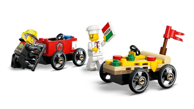 Set lodër LEGO City 60458 Pizza Van Racing Pack vs Fire Truck