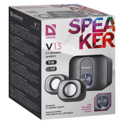 Altoparlantë kompjuteri Defender V13 2.1, 11W, USB, me LED, të zinj