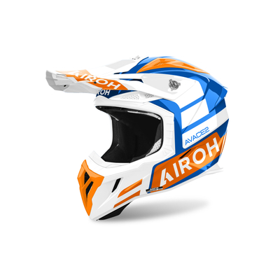 Helmetë motocross Airoh Aviator Ace 2 Sake, Composite Carbon, Bluetooth, e bardhë portokalli kaltër S
