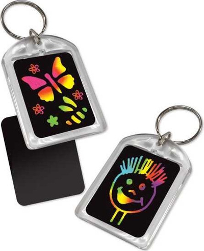 Set kreativ Melissa & Doug Scratch Art Key Chain, 6 copë, për kalamaj, shumëngjyrësh