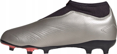 Këpucë futbolli për kalamaj adidas Predator League LL FG Jr IF6357, pa lidhëse, për fushë me bar natyral, gri me të zezë