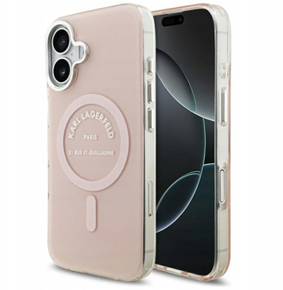 Kapak telefoni Karl Lagerfeld IML Karl RSG Logo MagSafe, për iPhone 17, rozë
