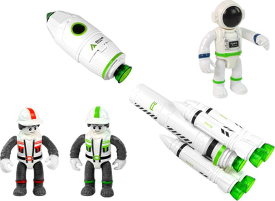 Lodër set stacion hapsinor Exq, me raketë dhe astronautë, dritë edhe zëra, bardhë jeshile
