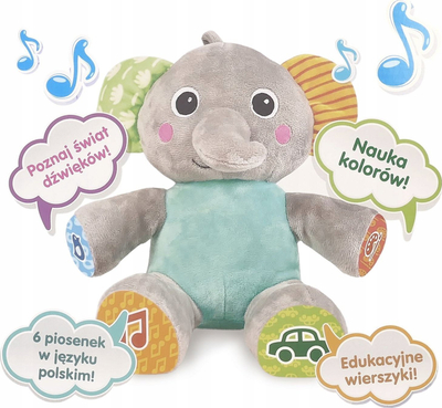 Lodër pelushi interaktive Artyk elefant, 25 cm, gri