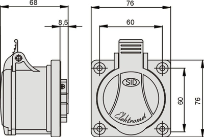 Prizë paneli Elektromet 921830, 16A 5P, IP54, e kuqe