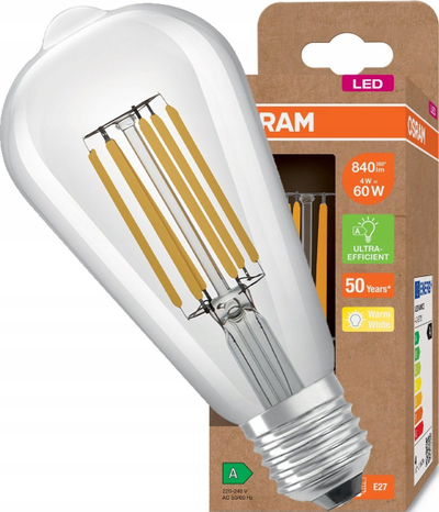 Llampë LED Osram Edison A64, 4W 840 lm, E27, dritë e ngrohtë