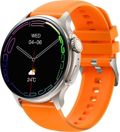 Smartwatch Rubicon RNCF12, ekran 1.43\" AMOLED, Bluetooth për thirrje, argjendtë me portokalli