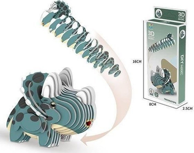 Puzzle 3D dinosauri Icom Polska, model Triceratops, shumëngjyrësh