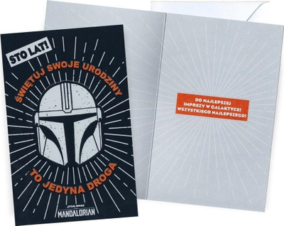 Kartolinë ditëlindjeje Star Wars Mandalorian, me folie metalike, me zarf, shumëngjyrëshe