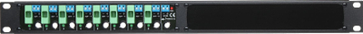 Лента за распределба на енергија Pulsar LZ-8P/R19, 8 излези, 12–24V DC, 1U, црна