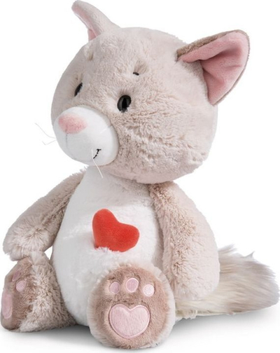 Loje pelushi NICI Cat Fluffy 49409, 35cm, koleksioni Love Classic, gri me të bardhë