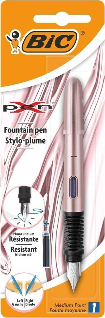 Stilolaps me bojë BIC XPen Chrome, majë e hollë, trup i zi, kapak rose gold