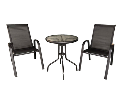 Set mobiljesh oborri Heinner Savona, 3 pjesë, alumin dhe MDF, i zi