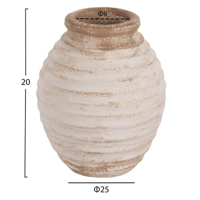 Vazo dekorative Pydna Φ20x25Hcm (HM7940), bardhë/ bezhë