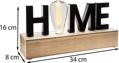 Lampë tavoline dekorative Atmosphera HOME, LED, 16cm x 34cm, me bazë druri, e zezë