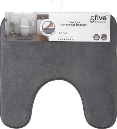 Tapet për tualet 5five Simply Smart, 48x48cm, poliester, gri