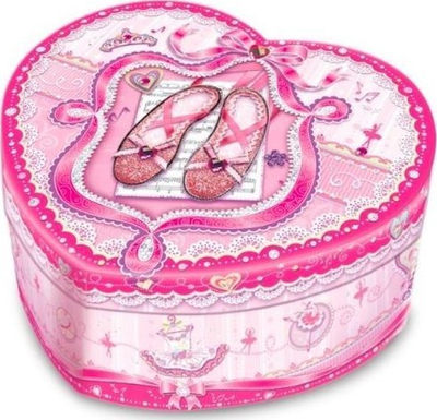 Kuti muzikore Pecoware Ballerina Pulio, formë zemre, për bizhuteri, rozë