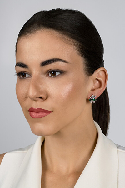 Set aksesorë për femra Brilio Silver sBS3558 Qafore + Vathë, të gjelbër